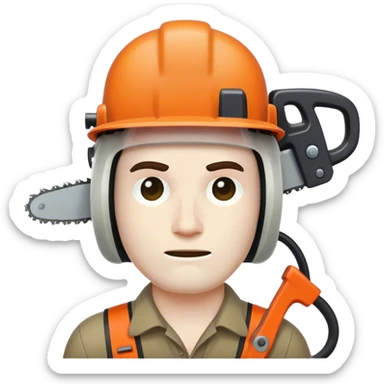 Man with chainsaw as head sticker