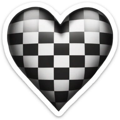 Black and white checkered heart  sticker