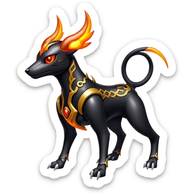 Shiny Gothic Exotic Futuristic Houndoom-Genesect-Pokémon-Fakémon-hybrid-creature sticker