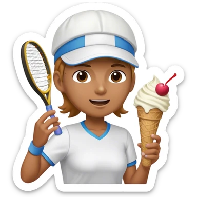 Someone eating ice cream while playing tennis sticker