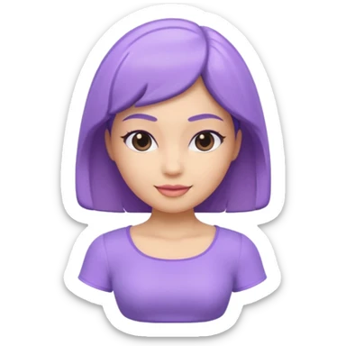 A 3D cartoon lavender-purple women’s top, smooth rounded neckline, simple design, glossy surface, plain background, Memoji-style. sticker