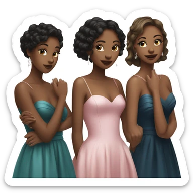 group of young women in evening gowns sticker