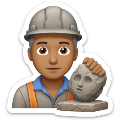 a sculptor during sculpting rock sticker