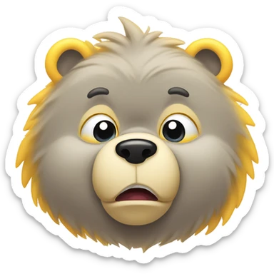  Care Bear character Funshine Bear, but make the bear angry. The bear should have furrowed eyebrows, with both brows slanting downwards towards the center to show the expression of anger. sticker