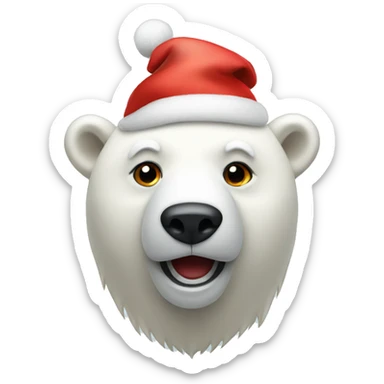 polar bear with christmas hat sticker