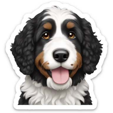 a black and white bernedoodle  sticker