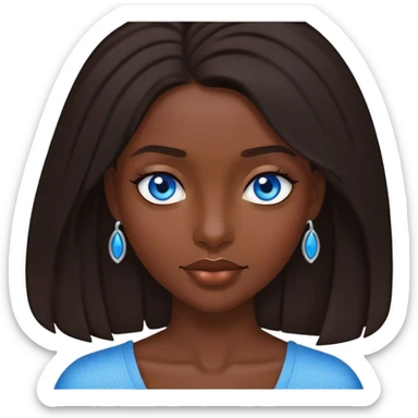 Dark Brunette with blue eyes and shoulder lenght hair iphone style sticker