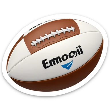 Cinematic Realistic image of a rugby ball in mid-action, with dynamic motion blur and finely rendered leather textures, set against a sunlit, energetic field that underscores its robust athleticism sticker
