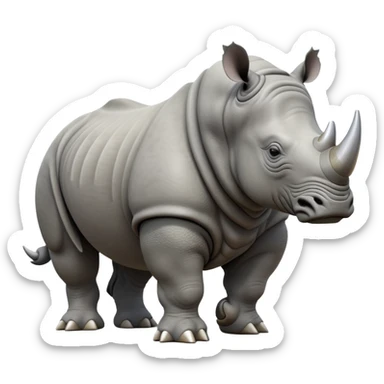 cinematic-rhino--full-body-standing-emoji,-massive-armored-body-poised-powerfully,-thick-horn-curving-slightly-forward,-head-tilted-dramatically,-rough-grey-hide-covered-in-dust,-simplified-yet-realistic-focused-features sticker