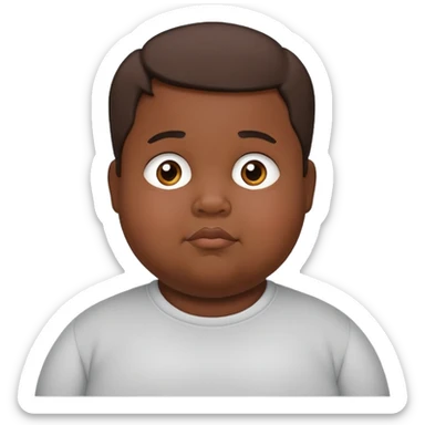 medium dark skin short fat kid with double chin sticker