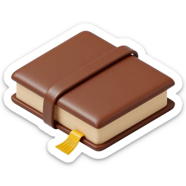 leather-bound notebook icon, skeuomorphism style sticker