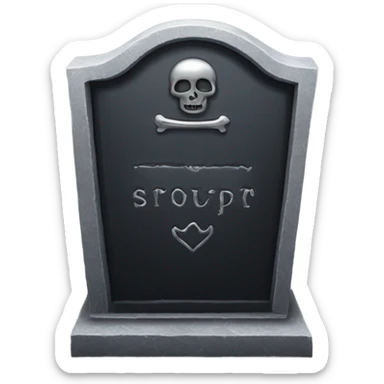 a black tombstone with the inscriptions in silver RIP  silver heart in the center sticker
