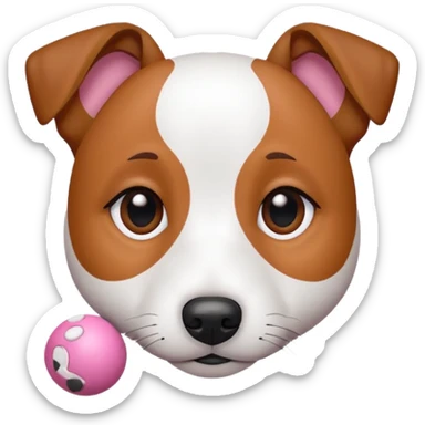 Chien jack Russel blanc avec deux tache marron sur ses yeux île dort en boule  sticker