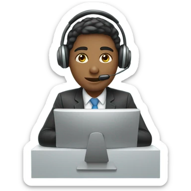 employee of a call center wearing headset sticker