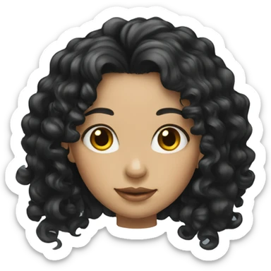 Girl with long black curly hair sticker