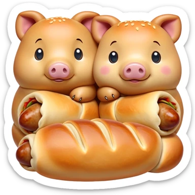 cute little sausage wrapped in dough as pigs in a blanket sticker