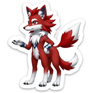 Shiny Red Anthro furry Lycanroc-Midnight-Form (full body) sticker