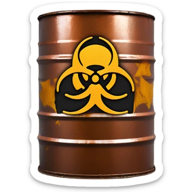 Biohazard symbol on a metal barrel sticker