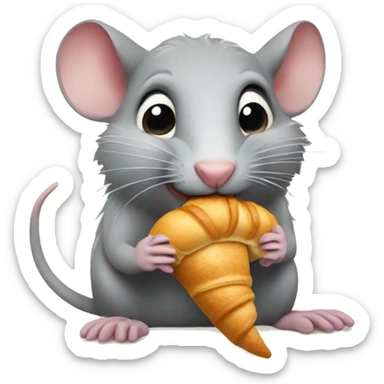 rat eating croissant sticker