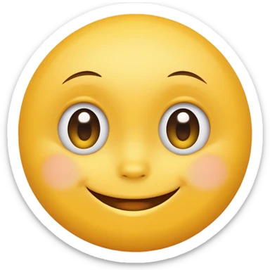 Emoji, yellow round smiling face, vibrant bright shy expression sticker