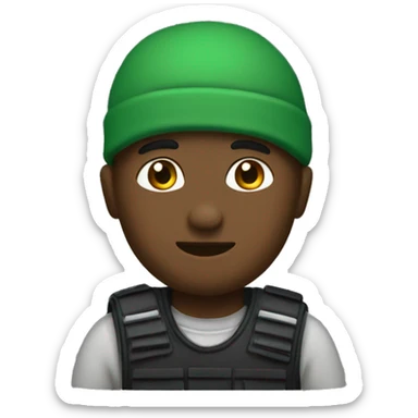 roadman with a green bandada  sticker
