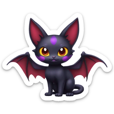 Cool Cute Edgy Dark Black Red Purple Batty Chibi Noibat-Cat-Pokémon-Fakémon-hybrid sticker