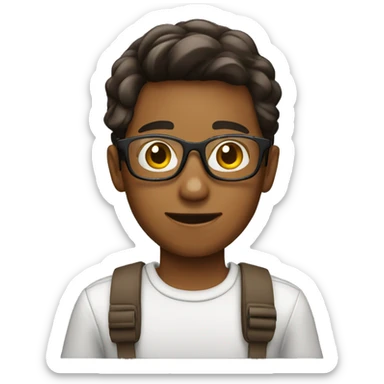 brown-skinned boy wearing glasses filming through cell phone sticker