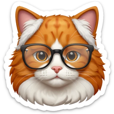 Orange cat wearing nerdy square glasses. sticker