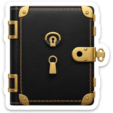 vintage black diary with lock and key sticker