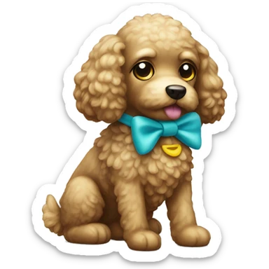 Dog pudel toy with bow sticker