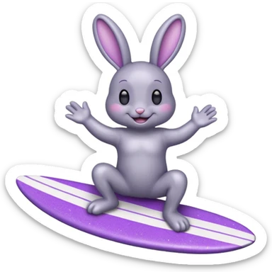 Glitter happy gray bunny purple cian surf sticker