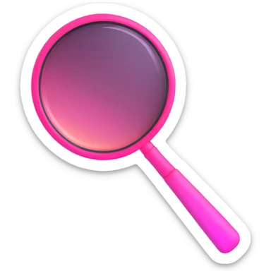 magnifying glass, transparent glass with bright pink gradient from #FF335F to #FF99AA, highlights, minimalistic sticker