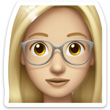 Woman hazel eyes long dark blonde hair pale skin silver glasses  sticker