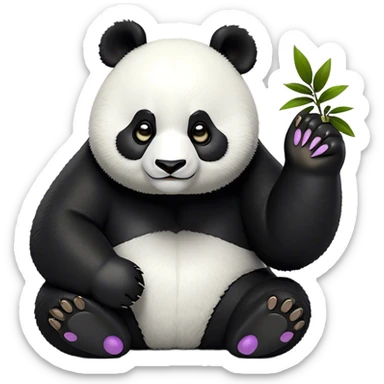 Cinematic Noble Panda Portrait Emoji, Poised and regal, with a robust, sturdy build and a strikingly contrasting black and white Fur, deep-set soulful dark eyes, Simplified yet sharp and sophisticated features, highly detailed, glowing with a soft, dignified glow, high shine, intelligent and gentle, stylized with an air of bamboo forest majesty, focused and attentive, soft glowing outline, capturing the essence of a watchful and confident companion, so majestic it feels as though it could lumber out of the screen with effortless authority! sticker