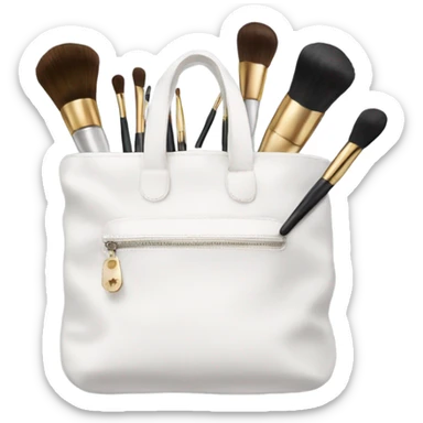 White bag with makeup brushes sticker
