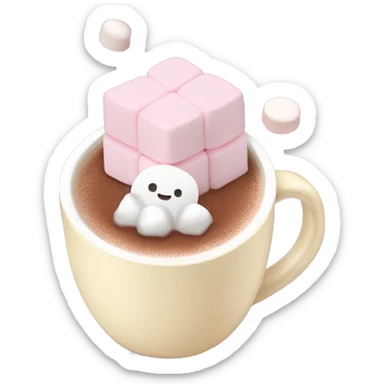 Light Pink mug of hot chocolate with marshmallows  sticker