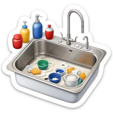 kitchen sink with dishes sticker
