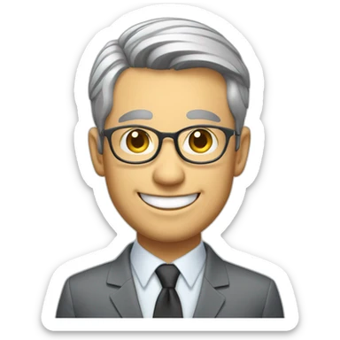 Smiling réal estate agent with a graying bearb and short hair sticker