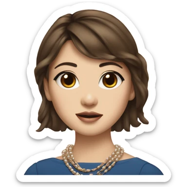 Realistic brown hair blue eyes Chanel Asian Girl with Birkin bag and Chanel necklace sticker