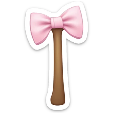 axe with a pale pink bow tied on the stick sticker