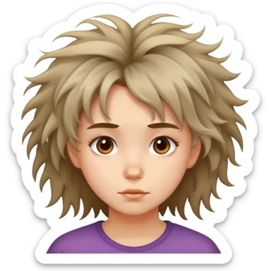 A young girl with messy hair sticker