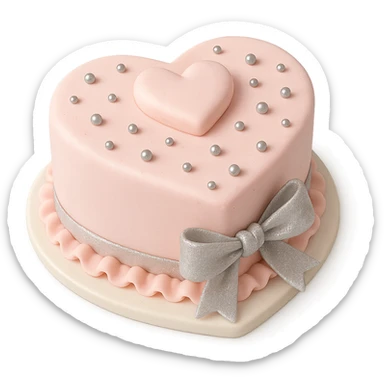 heart-shaped fondant cake with silver accents sticker