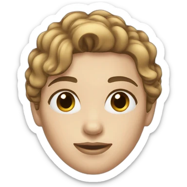 white woman short brown hair brow eyes sticker