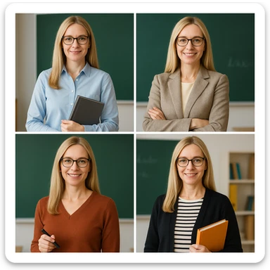 profesora de pelo liso rubio y piel clara, varied style sticker