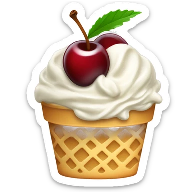 vanilla ice cream bowl with cherry on top sticker