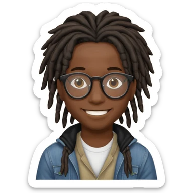 Boy with a locs hair on face put a glasses on and Black locs sticker