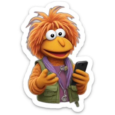 FRAGGLE with cellphone  sticker