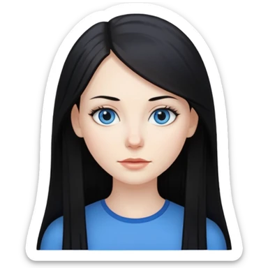 Mujer blanca con pelo negro liso largo sticker