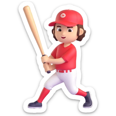 Make the baseball bat character all the same color and render it in a 3D style with no background. sticker
