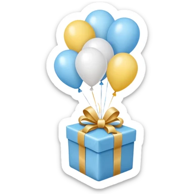 Please make light blue and white balloons too, make several and tie them to a gift, the gifts with the most balloons, make the light blue and white balloons sticker